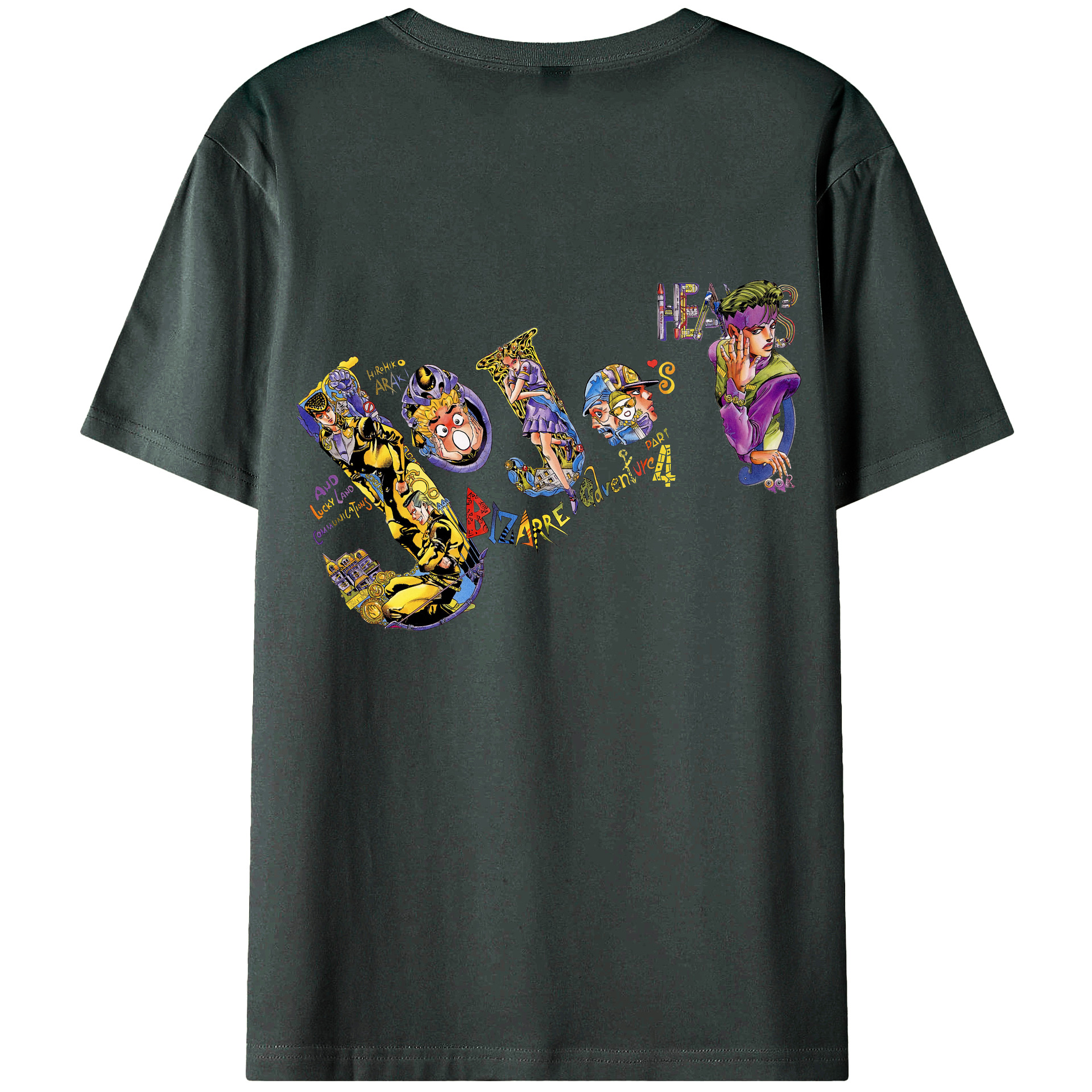 （画像用） ジョジョの奇妙な冒険 JoJo's Bizarre Adventure 綿100％ メンズ半袖Tシャツ（バックプリント） 通気性